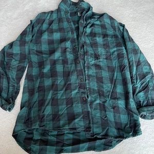 green plaid flannel